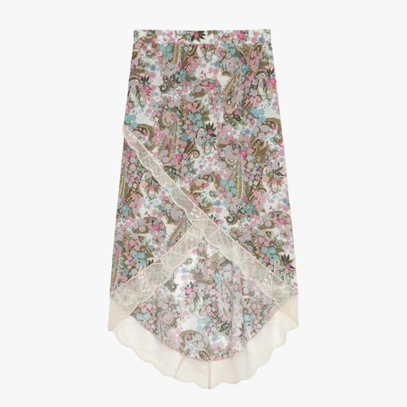 Zadig & Voltaire Jeudie Floral Midi Skirt- Deep Parme - Picture 4 of 5